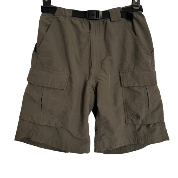 The North Face Flashdry Dark Gray Climb Hiking Cargo Short Size Small Belted - Picture 1 of 10